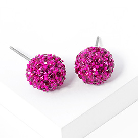 Crystal Paved Disco Ball Stud Earrings