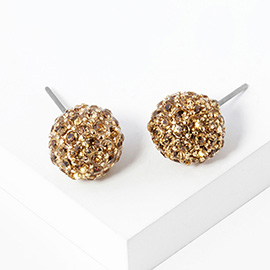 Crystal Paved Disco Ball Stud Earrings