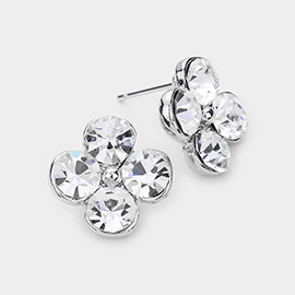 Crystal Quatrefoil Stud Earrings