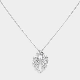 Crystal Wing Heart Bead Pendant Necklace