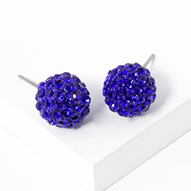 Crystal Paved Disco Ball Stud Earrings