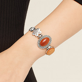 Antique Double Gemstone Link Bracelet