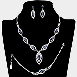 Marquise Rhinestone Necklace Jewelry Set