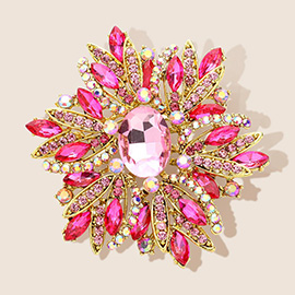 Glass Crystal Flower Brooch / Pendant