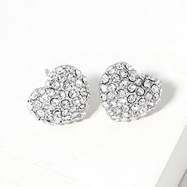 Crystal Pave Heart Stud Earrings