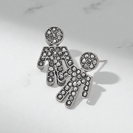Rhinestone Embellished Boy Stud Earrings