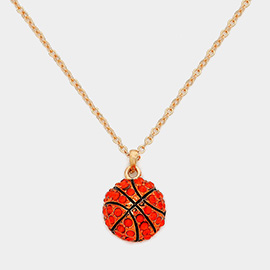 Crystal Basketball Ball Pendant Necklace