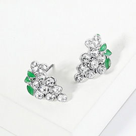 Crystal Stone Paved Grape Stud Earrings