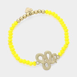 Snake Charm Pointed Faceted Beaded Stretch Bracelet