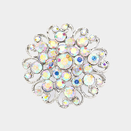 Floral Heart Crystal Rhinestone Brooch