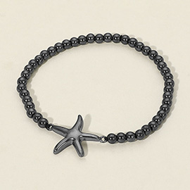 Starfish Metal Ball Beaded Stretch Bracelet