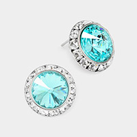 Rivoli Cut Genuine Crystal Round Stud Earrings