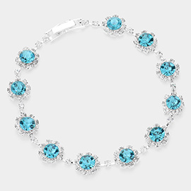 Round Crystal Rhinestone Rosette Evening Bracelet