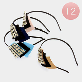 12PCS - Triple Rhombus & Mesh Crystal Headbands