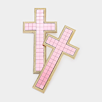 Oversized mirror cross earrings