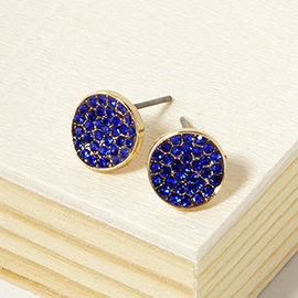 Crystal Pave Round Disc Stud Earrings
