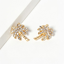 Crystal Paved Palm Tree Stud Earrings