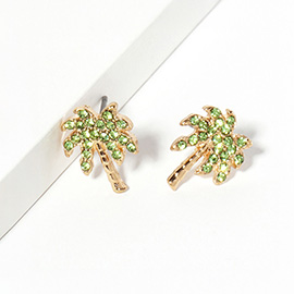 Crystal Paved Palm Tree Stud Earrings