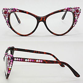 Bubbly Crystal Cat Eye Optical Glasses
