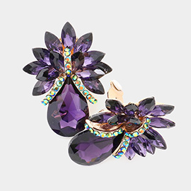 Teardrop Stone Accented Clip on Evening Earrings