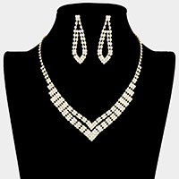 Crystal Rhinestone V-Neck Necklace