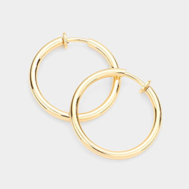 1.25 Inch Clip On Hoop Earrings