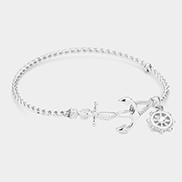 Nautical Anchor Helm Charm Hook Bracelet