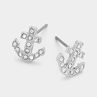 Pave Anchor Stud Earrings