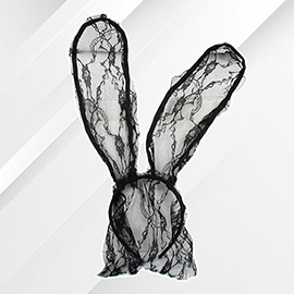 Floral Laced Bunny Ears Headband