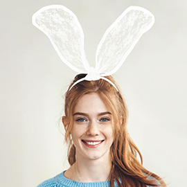 Floral Laced Bunny Ears Headband