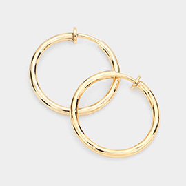 1.25 Inch Clip On Hoop Earrings