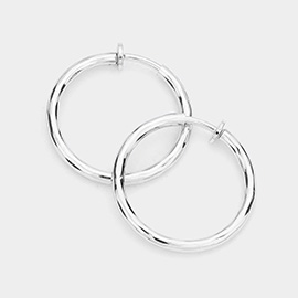 1.25 Inch Clip On Hoop Earrings