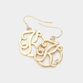 -K- Script Monogram Initial Earrings