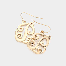 -P- Script Initial Monogram Earrings