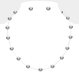 Pearl Ball Station Necklace