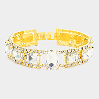 Smoothed Square Rhinestone Evening Bracelet