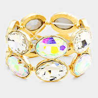 Oval Rhinestone Stretch Evening Bracelet