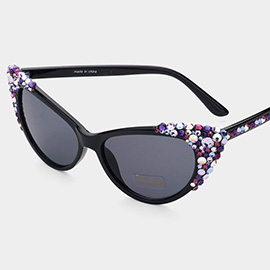 Bubbly Crystal Cat Eye Sunglasses