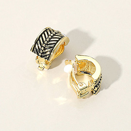 Tribal Metal Half Hoop Clip on Earrings