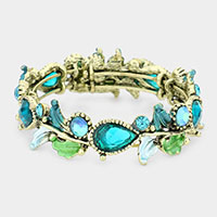 Glass Crystal and Metal Vine Open Adjustable Bracelet