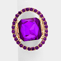 Pave trim glass crystal stretch ring