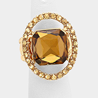 Pave trim glass crystal stretch ring