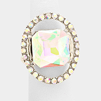 Pave trim glass crystal stretch ring