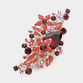 Flower Leaf Bouquet Crystal Rhinestone Brooch / Pendant