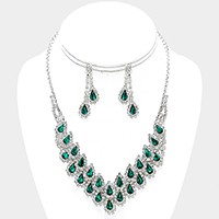Crystal Rhinestone Teardrop Cluster Necklace