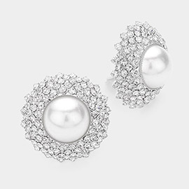 Crystal Pearl Clip On Earrings
