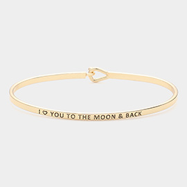 I LOVE YOU TO THE MOON & BACK Message Thin Brass Metal Hook Bracelet