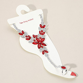 Floral Crystal Rhinestone Toe Ring Anklet