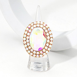 Oval Rhinestone Pointed Stretch Ring