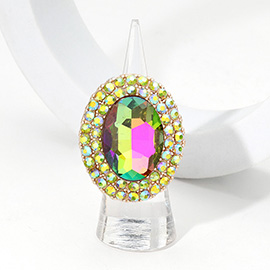 Oval Rhinestone Pointed Stretch Ring